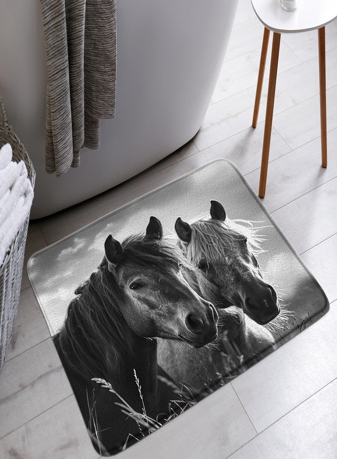 YSATNSFT Horse Bath Mat Rustic Farmhouse Animals Country Western Bathroom Bathtub Floor Rugs Doormat Toilet Decor,18 x 30 in - Image 1